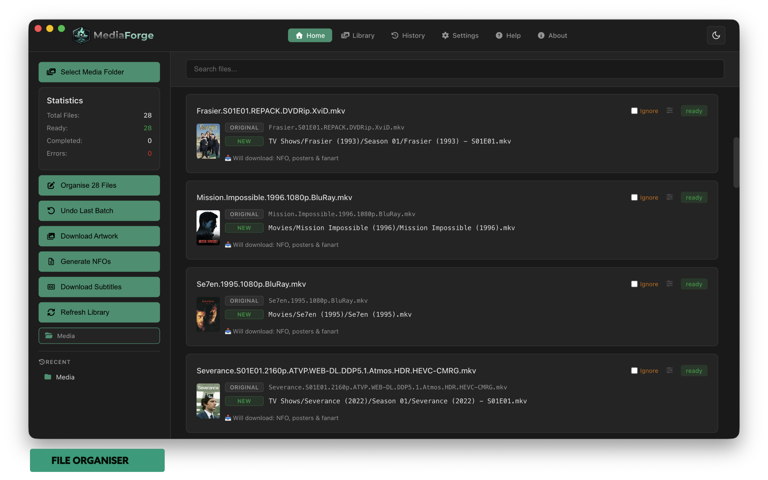 Media Forge — file list