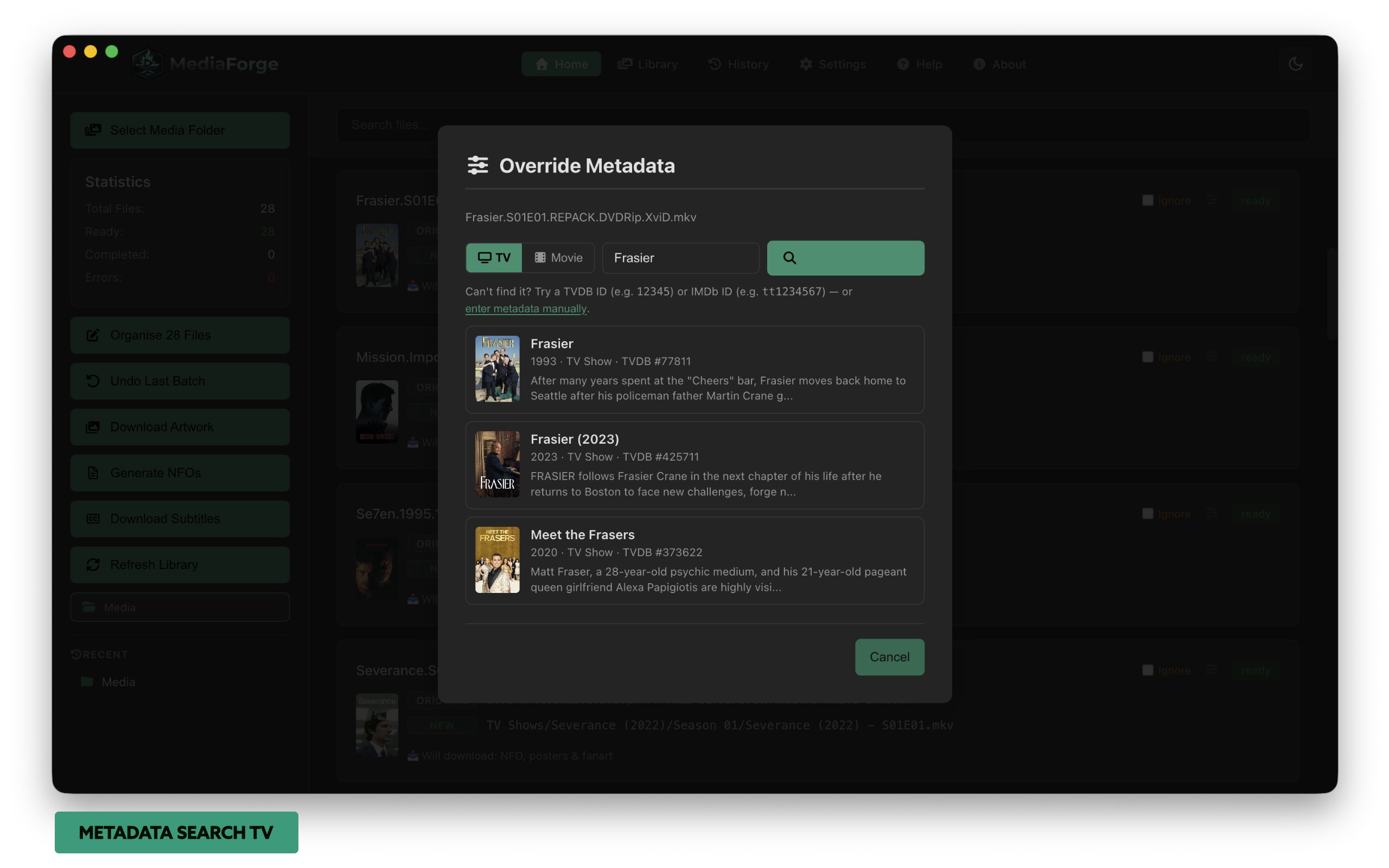 Media Forge — override metadata