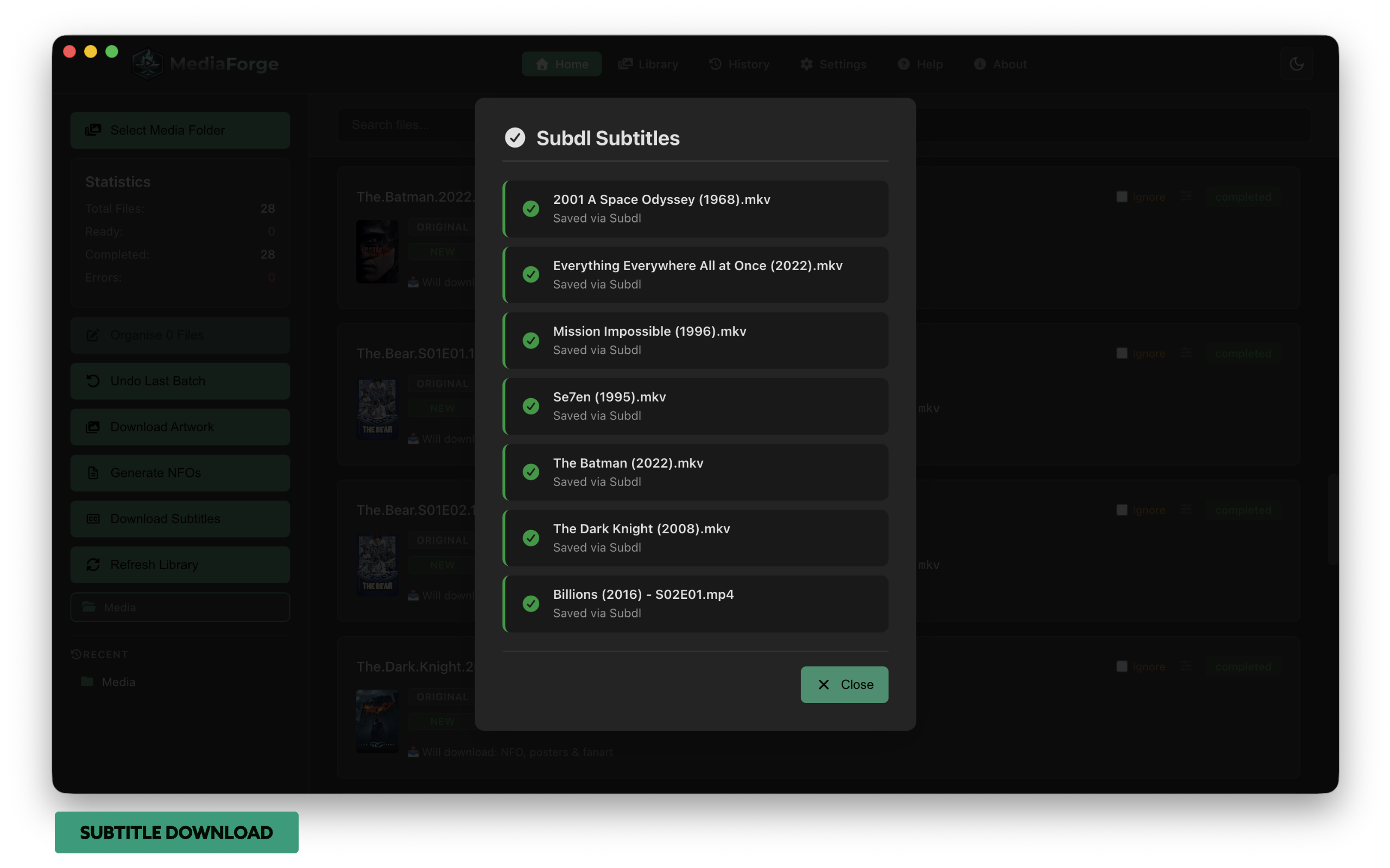 Media Forge — subtitle download